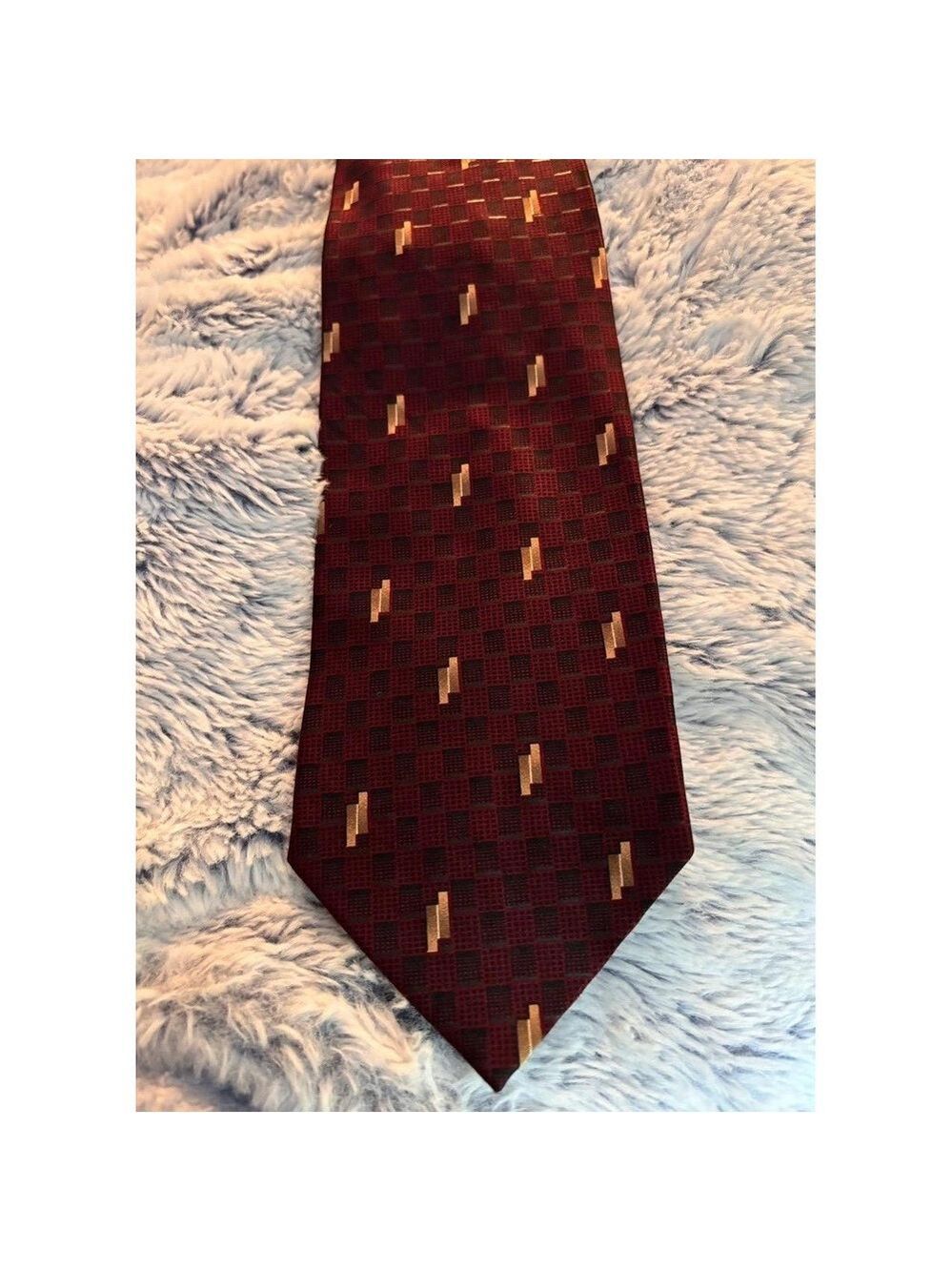 ITAL DESIGNS Men’s Tie Burgundy/Black Stripes Made in Italy 100% Silk 58” x 4”